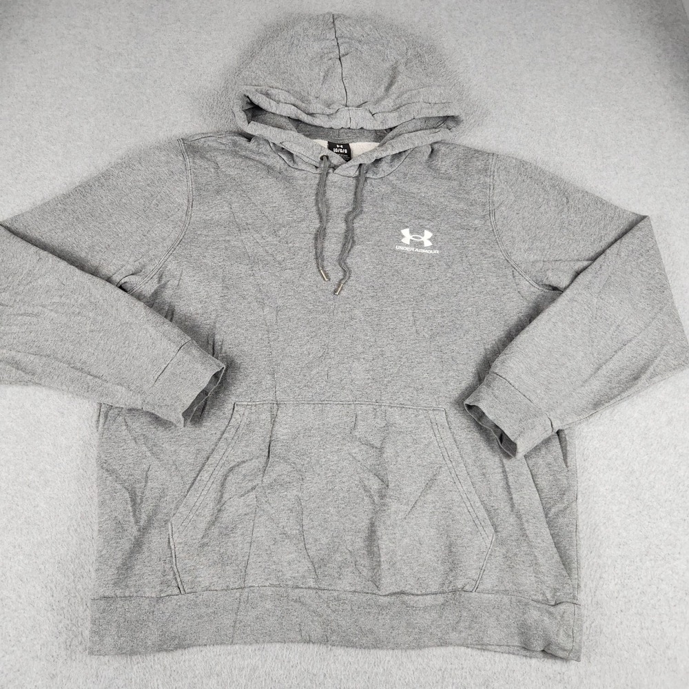 Under Armour Hoodie Mens Large Gray Heather Fleece Lined Loose Fit Pullover